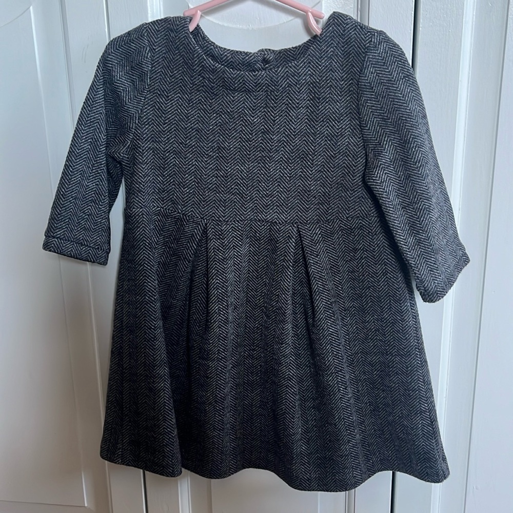 Girls grey herringbone dress